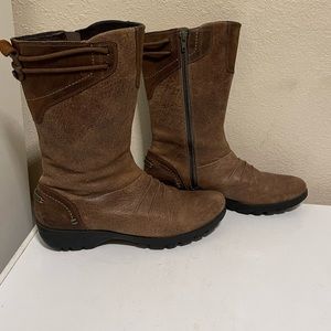 Merrell Womens Mid Calf Boots Brown Leather Vera Mid Barnwood Distressed 8